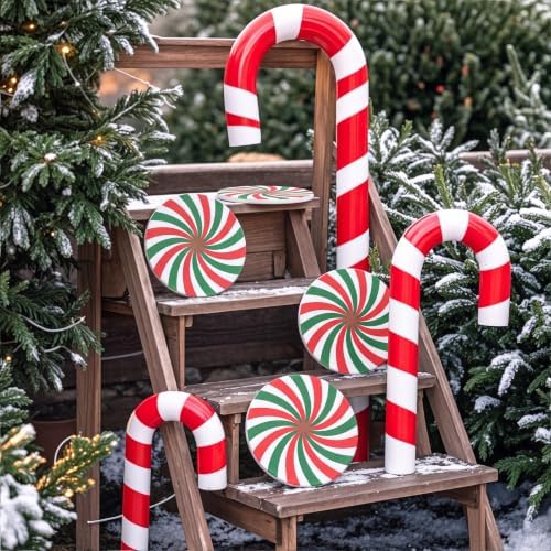 Dunzy 6 Pcs Peppermint Outdoor Decor Christmas Stepping Stone, 8", Sty2 - Image 6