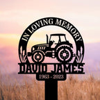Personalized Memorial Plaques for Outdoors Tractor Farmer Grave Marker Metal Garden Stakes Farmer Memorial Gifts Sympathy Gifts for Loss of Loved One (Farmer 1) - Image 3