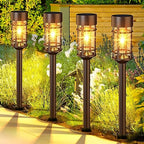 ILANCK Solar Pathway Lights Outdoor Solar Lights 8 Pack Metal & Glass Design - Waterproof Auto On/Off Bright Long-Lasting Garden Landscape Lighting Walkway Driveway by ILANCK