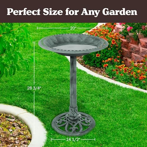 Pure Garden Antique Style Outdoor Bird Bath, Patina Green - Image 6