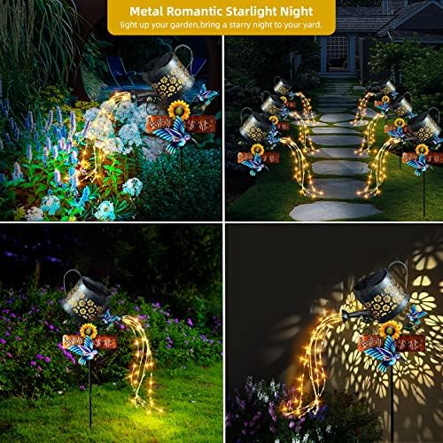 Solar Watering Can Lights, 1 Pack Outdoor Solar Lantern Decorative, Solar Outdoor Lights Watering Can Lantern for Balcony Garden Courtyard Patio Yard Lawn Patio Walkway Party Decorations - Image 3