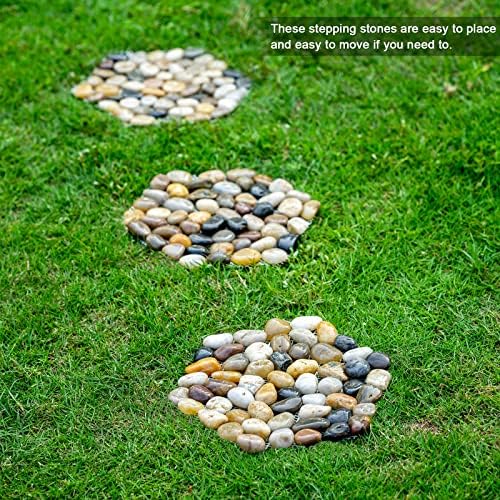 6 PCS Natural River Rock Stepping Stones for Garden Walkway - 9.5'' Hexagon Pebble Mats with Non-Slip Mesh Backing - Decorative Outdoor Stone Pavers for Patio, Lawn, Backyard Path & Landscaping Decor - Image 6