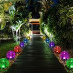 Glooglitter 6 Pcs Extra Large Solar Globes Lights Outdoor Cracked Glass Ball Solar Light Multi Color Pre Lit Crystal Waterproof Lawn Globes for Yard Landscape Garden Decor (4.72") - Image 4