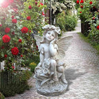 12.8" Flower Fairy Garden Statue, Lovely Outdoor Angel Figurine - Image 5