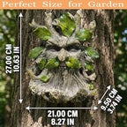 10.3" Whimsical Tree Face Sculpture, Garden Peeker Statue, Outdoor Trunk Tree Huggers Art, Landscape Accent Ornament, Hanging Fairy Elve Figurine for Yard Art, Feeder Decor Wall Mounted Statue - Image 5