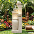 42.52" Outdoor Garden Water Fountain with Lights, 4 Tiers Water Feature by Desgmomy