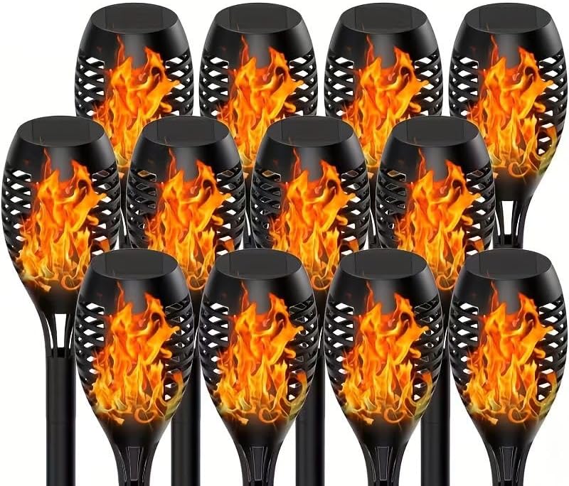 2025 New LED Solar Torch Lamp with Flickering Flame Effect, IP44 Protection, Mini Landscape Flame Lamp, Ideal Halloween Decoration for Driveways, Patios and Garden (Outdoor Solar Lights - 12 Pack) by Unknown