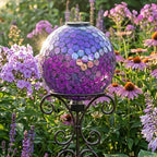 Sunnydaze Solar Gazing Ball for Garden, Iridescent Purple - Image 6