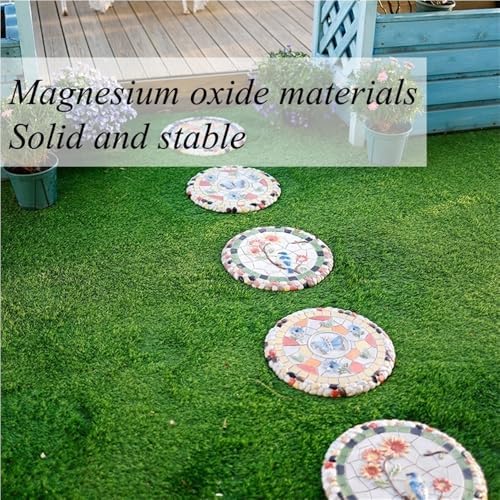 Colorful Garden Stepping Stones for The Lawn, Decorative Stepping Stones with Animal and Plant, Funny Dragonfly Garden Decor, Round Butterfly Garden Stones(C) - Image 3