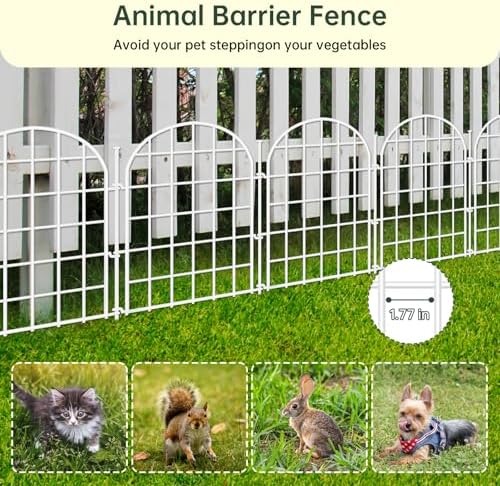 32.5ft(L) x 22in(H) Panels Garden Fence, 30 Panels Arched No Dig Fence, Decorative Animal Barrier Fencing with Ground Stake, Rustproof Metal Garden Edging Border for Dog, Outdoor Patio Decor, White - Image 3