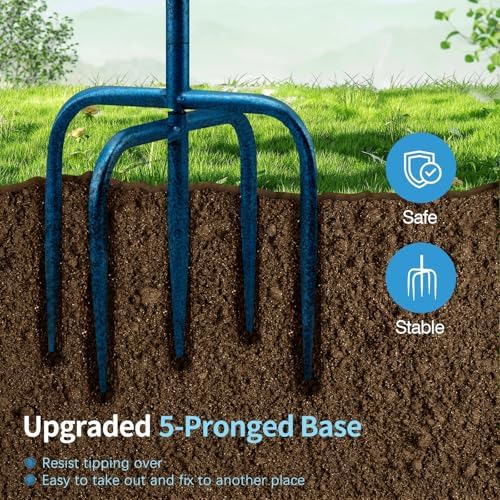 Daoeny Bird Bath for Outside, 42In Vintage Freestanding Birdbaths for Outdoors, Double Metal Bird Bath Feeder Bowls for Garden Patio Yard Lawn Decor, Upgraded 5-Pronged Base (Blue) - Image 3
