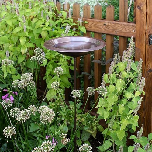 Stake Birdbath Antique Copper Outdoor Garden Decorative Wildlife Water Bowl Yard Lawn Patio - Image 6