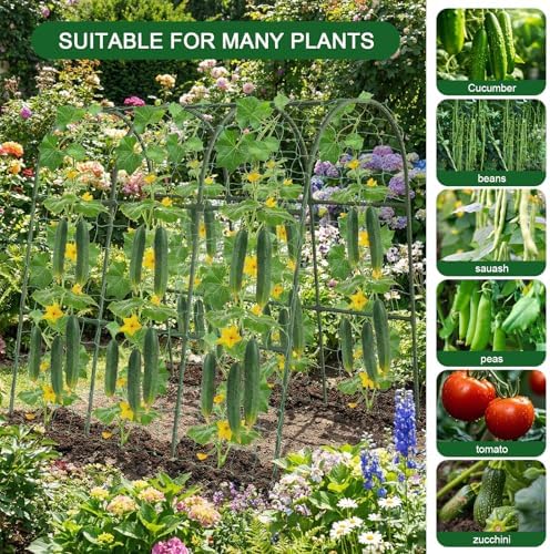 47"x47"x22" U-Shape Cucumber Trellis, Metal Plant Support with Net - Image 7