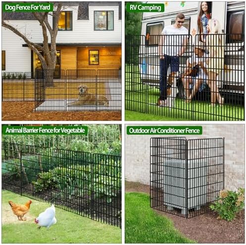 10 Panels Garden Fencing Animal Barrier, 48 in(H) X 24 Ft(L) Dog Fence Outdoor for Yard Rustproof No Dig Decorative Tall Garden Fence Metal Wire Panel Border Rabbit Ground Stakes Fencing - Image 6