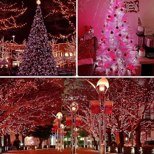 Solar Christmas Lights Outdoor 2 Pack 480 LED Solar String Lights Red White - Image 4