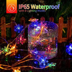Brightown Solar Christmas Snowflake String Lights - 2 Pcs 100 LED 39 FT Outdoor Waterproof Fairy Lights with 8 Lighting Modes for Wedding, Party, Tree, Garden, Patio, Yard, Home, Multicolor - Image 4