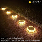 Lacasa Solar Deck Lights, 4 Pack 30LM Outdoor Solar Powered Step Lights, LED Dock Lights Warm White 2700K Light up All Night IP68 Waterproof Auto ON/Off for Garden Stairs Driveway Pathway Lighting - Image 7
