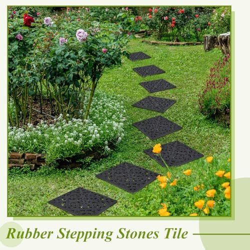 Pangda 8 Pcs Rubber Stepping Stones Outdoor, Black, Cross - Image 5
