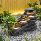 TITIMO 36.6" L Outdoor Water Fountain, 4-Tier Garden Fountain w/LED Lights by TITIMO