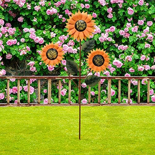 35.4" H Metal Sunflower Garden Stake, Weather Proof Flower Stake for Spring Decor Yard Art Garden Decorations for Outdoor Patio, Lawn, Yard, Pathway Walkway - Image 2
