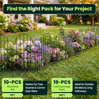 Decorative Garden Fence Panels 19 Pack - 16in (H) x 20ft Metal Animal Barrier Fencing, No-Dig Black Wire Border for Flower Beds, Patio, Yard, Landscaping - Image 7