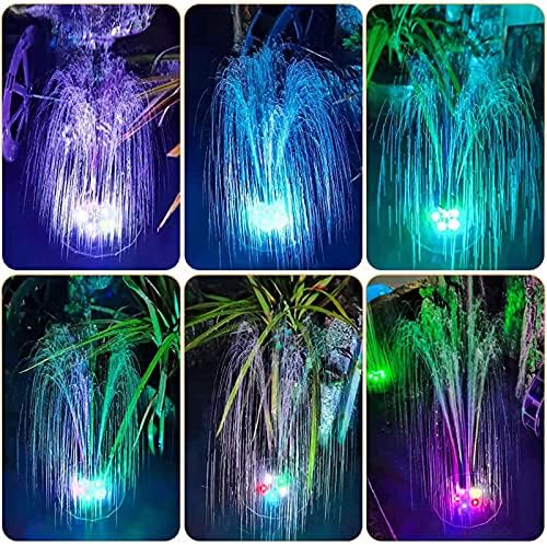 Solar Fountain Pump with 8 LED Lights and 6 Nozzles Colorful Solar Water Fountain Floating Bird Bath Fountain 1.8W Water Features Solar Fountain for Fish Tank Garden Decorations-Black with light 18c - Image 3