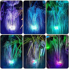 Solar Fountain Pump with 8 LED Lights and 6 Nozzles Colorful Solar Water Fountain Floating Bird Bath Fountain 1.8W Water Features Solar Fountain for Fish Tank Garden Decorations-Black with light 18c - Image 3