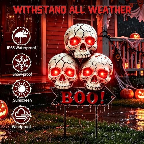 Halloween Decorations Outdoor Scary Skeleton Yard Stakes Solar Lights 2Pack - Image 3
