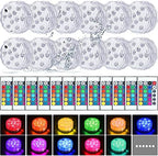 Mudder 12 Pack Submersible LED Lights with Remote 2.8" Hot Tub Lights Waterproof Pool Underwater LED Light Battery Operated Bathtub Lamp 16 Color Changing Lamp for Pool Pond Vase Aquarium Decoration by Mudder
