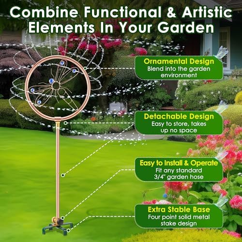 34" Ornamental Sprinkler, 360° Rotating, Dragonfly - Image 4