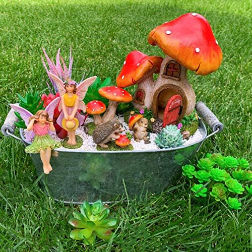 Mood Lab Fairy Garden Figurines - Mushroom House Set (6 pcs) - Miniature Decorative Statues & Accessories - Outdoor & Indoor Garden Decor - Image 5