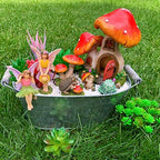 Mood Lab Fairy Garden Figurines - Mushroom House Set (6 pcs) - Miniature Decorative Statues & Accessories - Outdoor & Indoor Garden Decor - Image 5