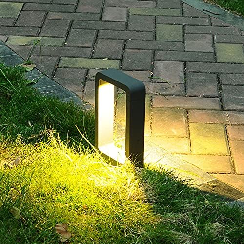 Modern Outdoor Bollard Light, Minimalist Rectangular LED Pathway Lamp, Waterproof IP65 Garden Landscape Pedestal Lighting for Driveway Walkway Yard by Unknown