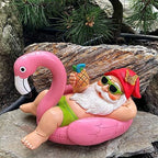 Mood Lab Garden Gnome on Flamingo - Funny Gnome Figurine - 8 Inch Depth Lawn Statue - for Outdoor or House Decor - Image 6