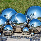 Hollow Gazing Ball,Seamless Silver Stainless Steel Polished Reflective Smooth Mirror Garden Sphere Globe,Props of Photography,Colorful Addition to Any Garden Home (14in Dia) - Image 4