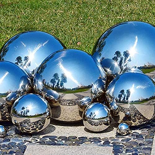 Hollow Gazing Ball,Seamless Silver Stainless Steel Polished Reflective Smooth Mirror Garden Sphere Globe,Props of Photography,Colorful Addition to Any Garden Home (14in Dia) - Image 4