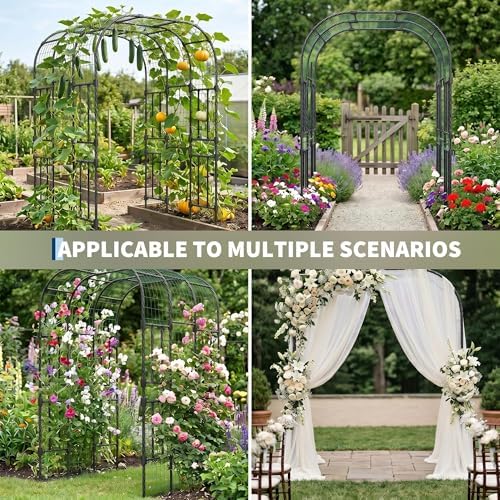 Garvee Metal Garden Arch Trellis, 7.5 Ft Black - Image 6