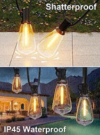 GPATIO 200FT(100FT*2Pack) Outdoor String Lights, Waterproof Patio Lights with 104 Dimmable Hanging Lights Globe ST38 Bulbs, 2700k Shatterproof for Backyard Gazebo Porch Garden Outside Decor - Image 5