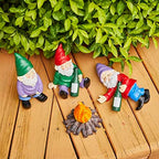 Extra Large Drunk Garden Gnomes Figurines | Set of 4 | Funny Dwarf Knomes Around Fire Pit, Adorable Naughty Drunken nombs Indoor & Outdoor Decor - Patio, Porch, Yard Lawn Art (Naughty Firepit Set) - Image 5