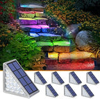 NIORSUN Solar Step Lights,8 Pack RGB Solid Color Changing Solar Stair Lights Outdoor Waterproof IP67 Auto On Off,Solar Lights for Steps,Stair,Patio,Yard,Porch,Front Door,Deck Decor by NIORSUN