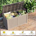 75 Gallon Waterproof Resin Deck Box, UV Resistant Outdoor Storage for Garden, Patio, Porch, Delivery（Grey，75 Gallon） - Image 4