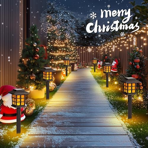 PEVOROS Solar Lights Outdoor,10 Pack Solar Torch Lights Garden Decor with Flickering Flame,Waterproof Solar-Powered Light Tiki Torches for Outside,Flame Torches for Garden Patio Path Yard Decorations - Image 2