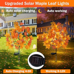 TORONTOKYO 8 Pack Fall Solar Outdoor Lights, Fall Decor 160 LED Maple Leaves Solar Stake Light with 8 Modes, Waterproof Fall Garden Lights Thanksgiving Decorations for Autumn Yard Pathway Outside - Image 3