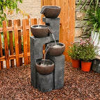4 Tiered Cascading Outdoor Water Fountain with LED Lights 39.37’’H by Unknown
