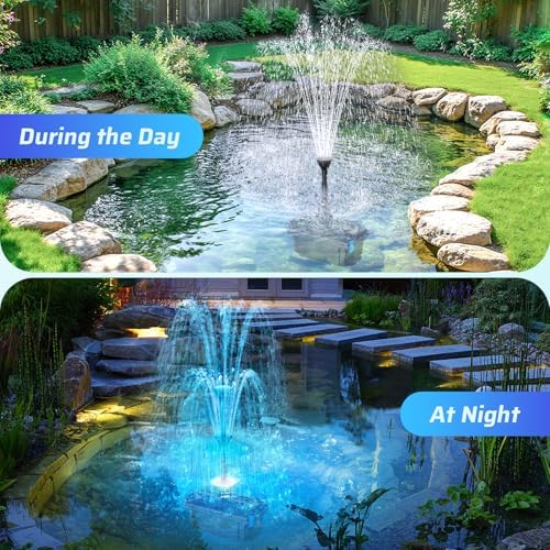 Antfraer Pond Filter with Fountain Kits, 660GPH Submersible Pond Pump with RGB LED Lights, All-in-One Pond Filter for Outdoor Ponds, Koi Pond, Water Gardens & Waterfall, Up to 1300 Gallons - Image 6
