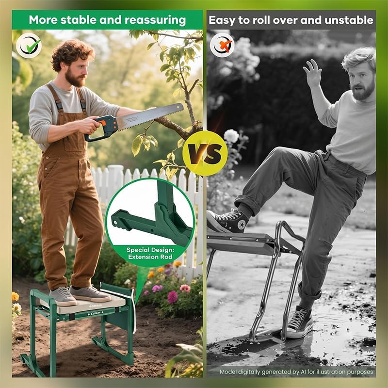 Saker Garden Kneeler and Seat Foldable Gardening Stool with Extendable Legs - Image 3