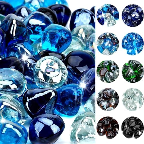Onlyfire 10 lbs Fire Glass Diamonds 1 Inch, Reflective Fire Pit Glass Rocks by onlyfire