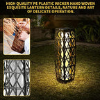 Solar Powered Outdoor Floor, 2 Piece Outdoor Floor Lamps, Solar Lanterns Waterproof, Resin Wicker Weather-Resistant Rattan Deck Light for Patio, Lawn, Porch, Garden - Image 4