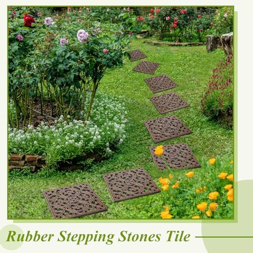 Pangda 8 Pcs Rubber Stepping Stones Outdoor, Copper, Cross - Image 6