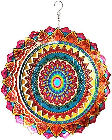 FONMY Stainless Steel Wind Spinner Worth Gift Indoor Outdoor Garden Decoration Crafts Ornaments 12 inch Multi Color Mandala Wind Spinners by FONMY